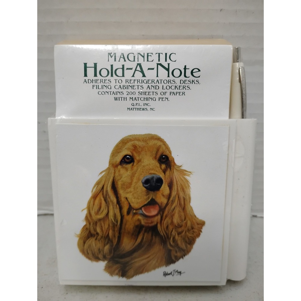 Vintage Cocker Spaniel Refrigerator Magnet Notepad Holder & Pen NOS Robert J May